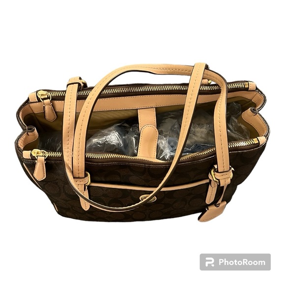 Coach Signature Peyton Double Zip w/ Matching Wallet- EUC - Picture 8 of 14